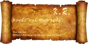 Kovácsi Rodrigó névjegykártya